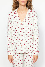 Trendyolmilla Bej %100 Pamuklu Kalpli Biyeli Örme Pijama Takımı THMAW24PT00103