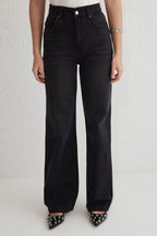 Siyah Yüksek Bel Wide Leg Geniş Paça %100 Pamuk Non-Stretch Jeans TWOSS25JE00060