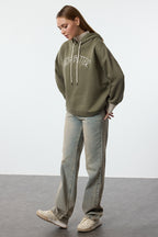 Trendyolmilla Lacivert Kalın İçi Polarlı Triko Bant Detaylı Kapüşonlu Örme Sweatshirt TWOAW22SW1806