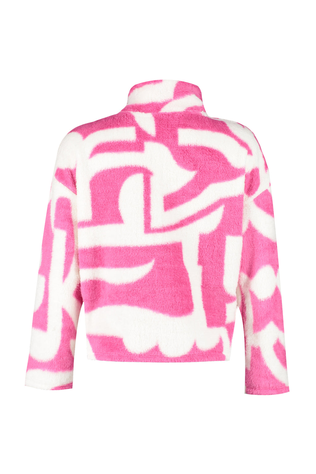 Fuşya Kalın Polar Desenli Fermuarlı Dik Yaka Uzun Kol Örme Sweatshirt TWOAW24SW00045