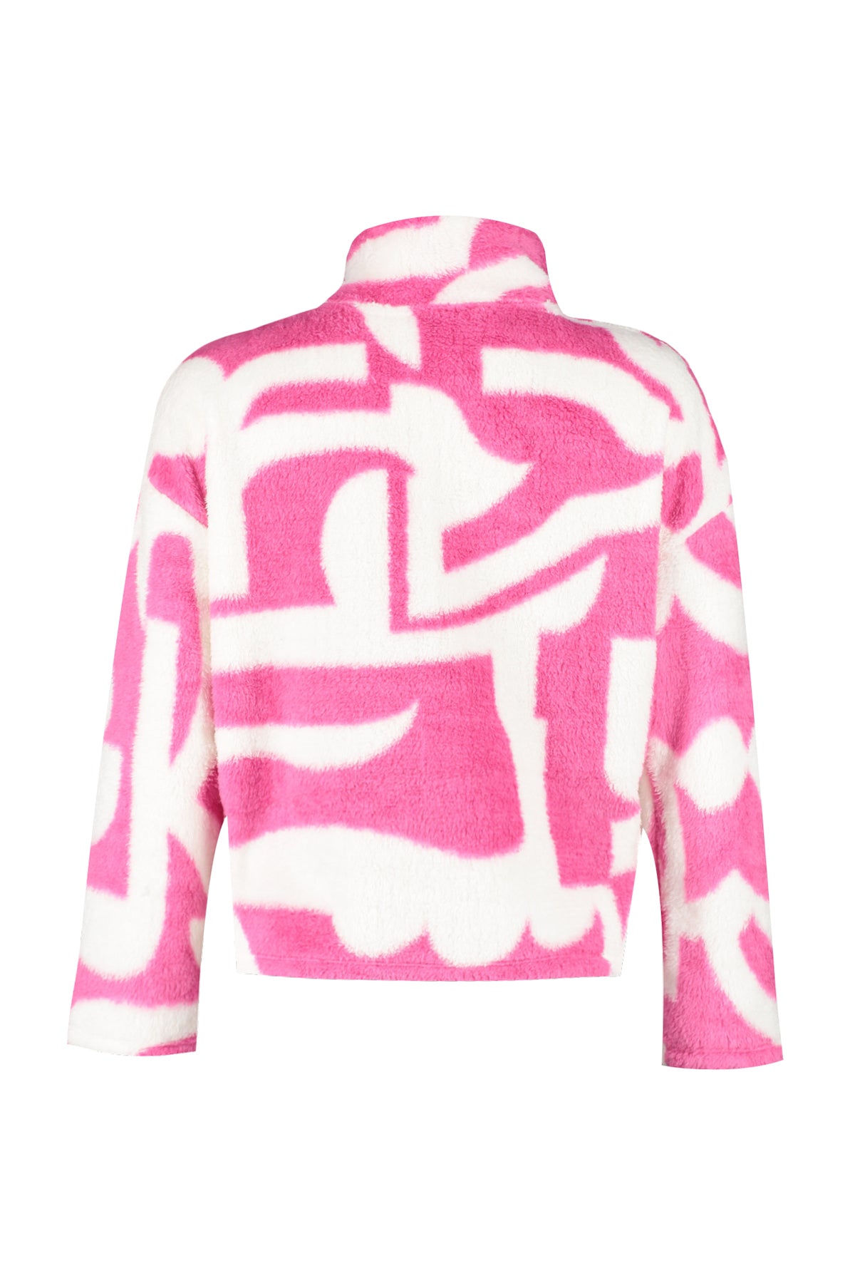 Fuşya Kalın Polar Desenli Fermuarlı Dik Yaka Uzun Kol Örme Sweatshirt TWOAW24SW00045