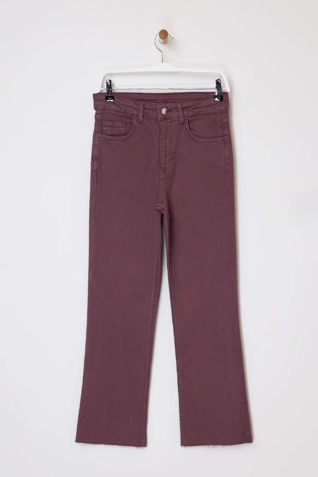 Trendyolmilla Vişne Paça Kesikli Yüksek Bel Orta Esnek Crop Flare Jeans TWOSS26JE00001