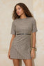 Bej Ekose/Kareli Kemer Detaylı kısa/mini Dokuma Elbise TWOSS26EL00064