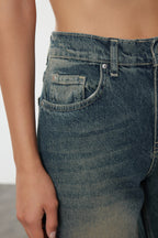 More Sustainable Koyu Mavi Normal Bel Loose Baggy %100 Pamuk Non-Stretch Jeans TWOAW25JE00140