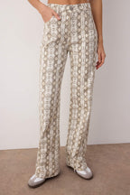 Çok Renkli Animal Yılan Desenli Yüksek Bel Wide Leg Jeans TWOAW26JE00136