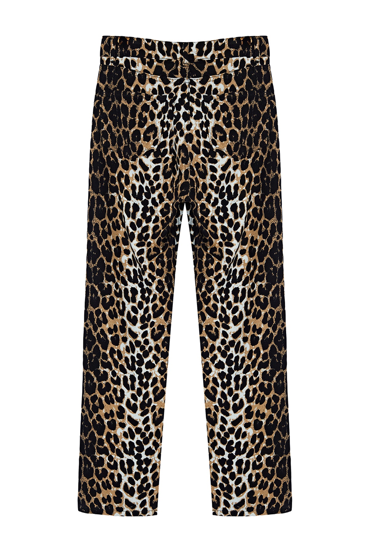 Kahverengi Leopar Desenli Straight/Düz Kesim Dokuma Pantolon TWOSS24PL00170