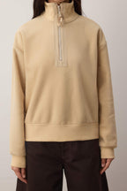 Trendyolmilla Taş Regular/Normal Kalıp Fermuar Detaylı Dik Yaka Polar Kalın Örme Sweatshirt TWOAW26SW00026