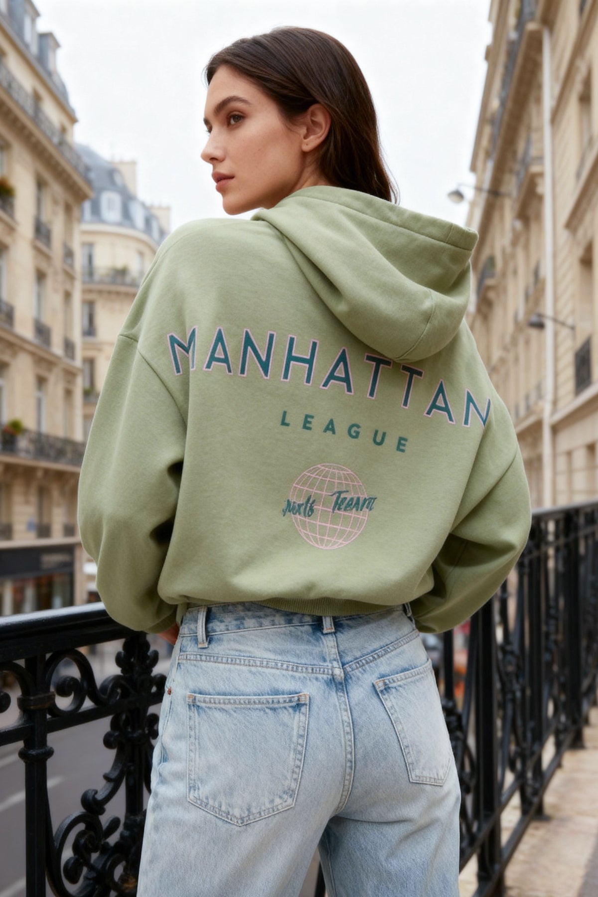 Trendyolmilla Mint Sırt Baskı Detaylı Kapüşonlu Kalın İçi Polarlı Örme Sweatshirt TWOAW22SW0711