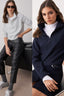 Lacivert-Gri 2'Li Paket Selanik Regular/Normal Kalıp Fermuarlı Yaka Örme Sweatshirt TWOAW25SW00120