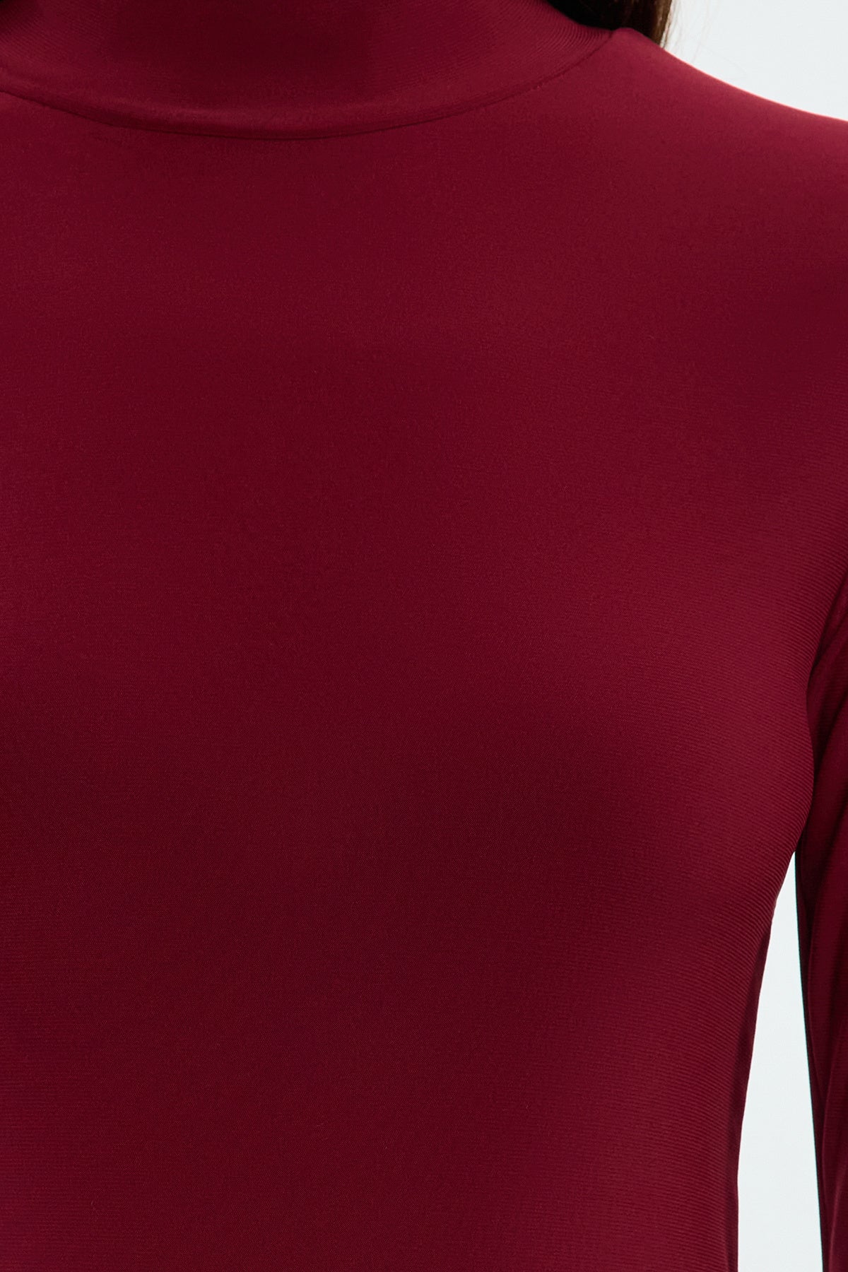 Trendyolmilla Siyah Fitted/Vücuda Oturan Uzun Kollu Dik Yaka Fitilli Esnek Örme Bluz TWOAW25BZ00078