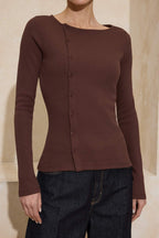 Trendyolmilla Kırmızı Düğmeli Bisiklet Yaka Vücuda Oturan Fitilli Esnek Örme Bluz TWOAW26BZ00104