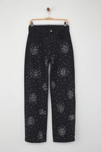 Siyah Yüksek Bel Taş Detaylı Geniş Paça Wide Leg Jeans TWOAW26JE00116