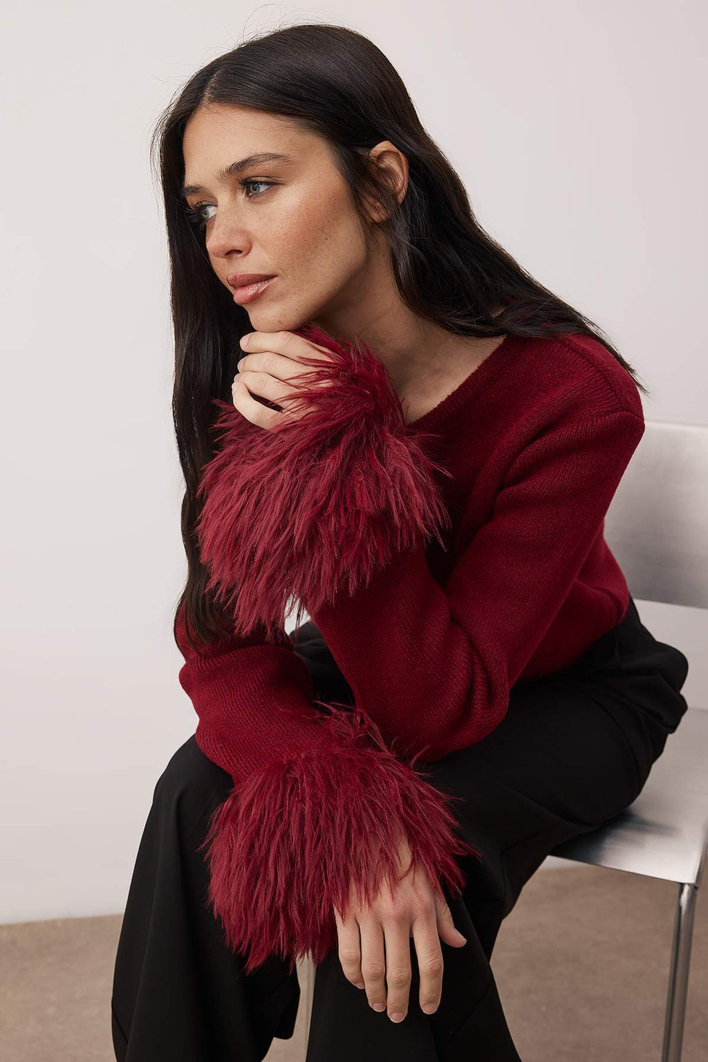 Trendyolmilla Bordo Otriş ve Düğme Detaylı Triko Hırka TWOAW26HI00280