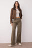 Haki Yüksek Bel Vintage Yıkama Geniş Paça Wide Leg %100 Pamuk Non-Stretch Jeans TWOAW26JE00126