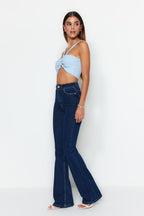 Trendyolmilla Mavi*002 Süper Yüksek Bel Comfort/Esnek Flare Jeans TWOSS23JE00064