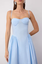 Trendyolmilla Açık Mavi A-Kesim Poplin Dokuma Midi Elbise TPRSS24EL00294