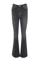 Siyah Kontrast Dikişli Yüksek Bel Orta Esnek Flare İspanyol Jeans TWOSS22JE0460