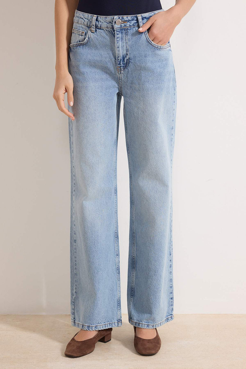 Trendyolmilla Lacivert  Yüksek Bel Wide Leg Jeans TWOAW24JE00089