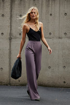 Trendyolmilla Antrasit Wide Leg/Geniş Paça Dokuma Kumaş Pantolon TWOAW22PL0139
