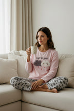 Somon Pamuklu Nakışlı Örme Pijama Takımı THMAW21PT0646