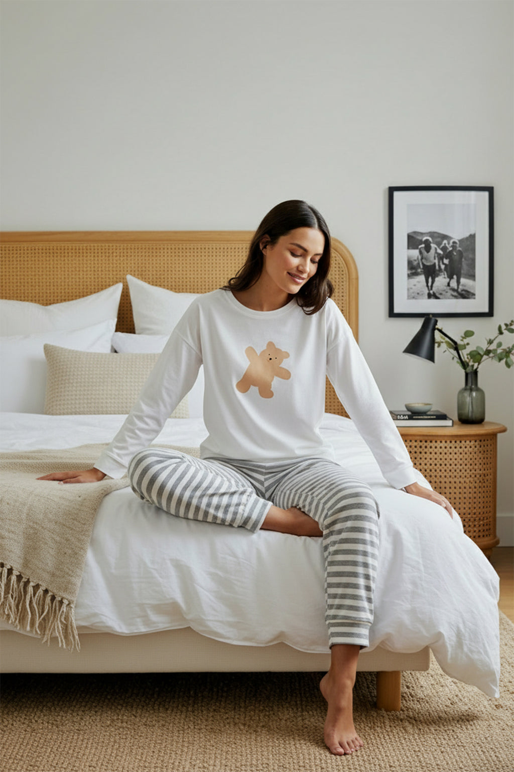 Trendyolmilla Pembe %100 Pamuklu Ayıcıklı Örme Pijama Takımı THMAW21PT0302