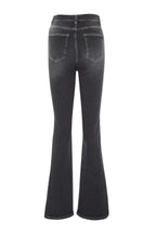 Siyah Kontrast Dikişli Yüksek Bel Orta Esnek Flare İspanyol Jeans TWOSS22JE0460
