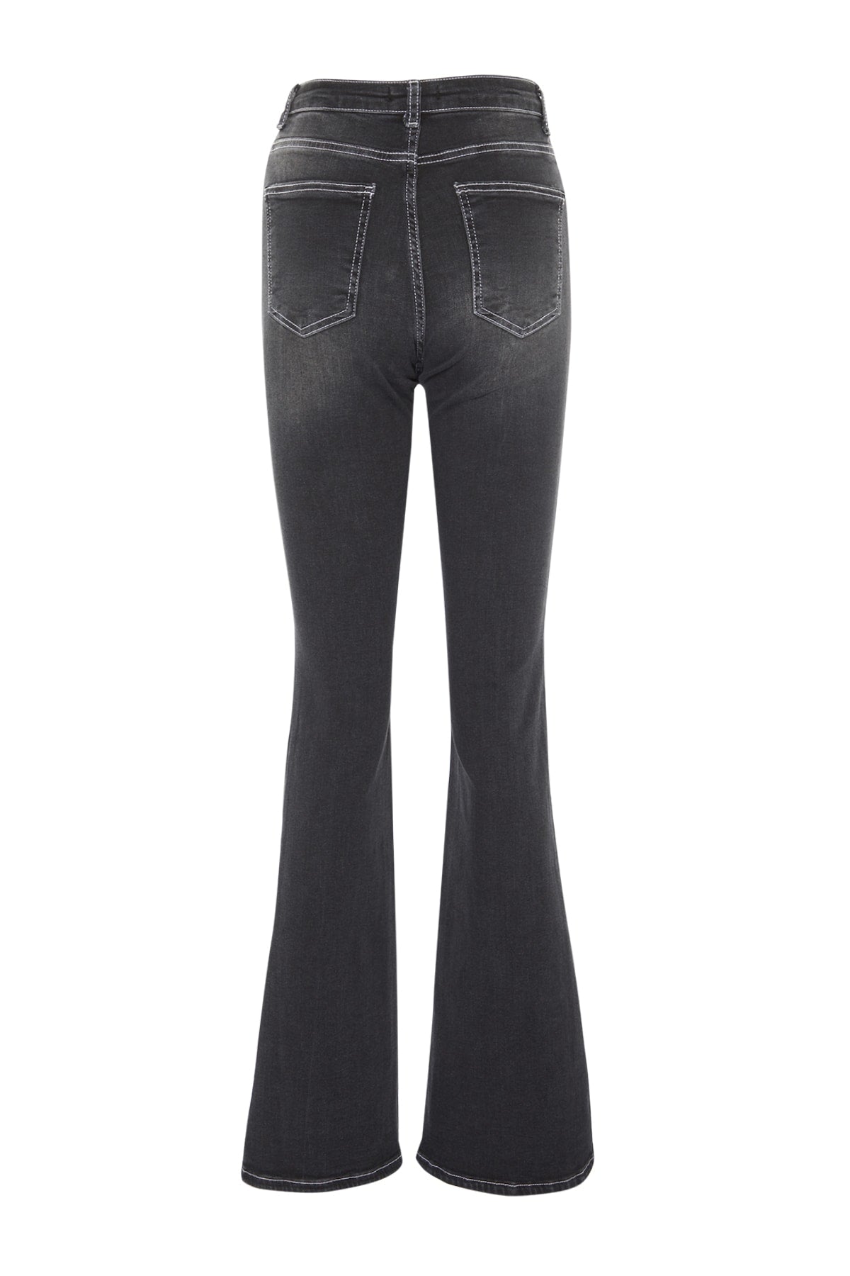 Siyah Kontrast Dikişli Yüksek Bel Orta Esnek Flare İspanyol Jeans TWOSS22JE0460