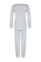 Gri Puantiyeli Dantelli Tshirt-Pantolon Örme Pijama Takımı THMAW24PT00182