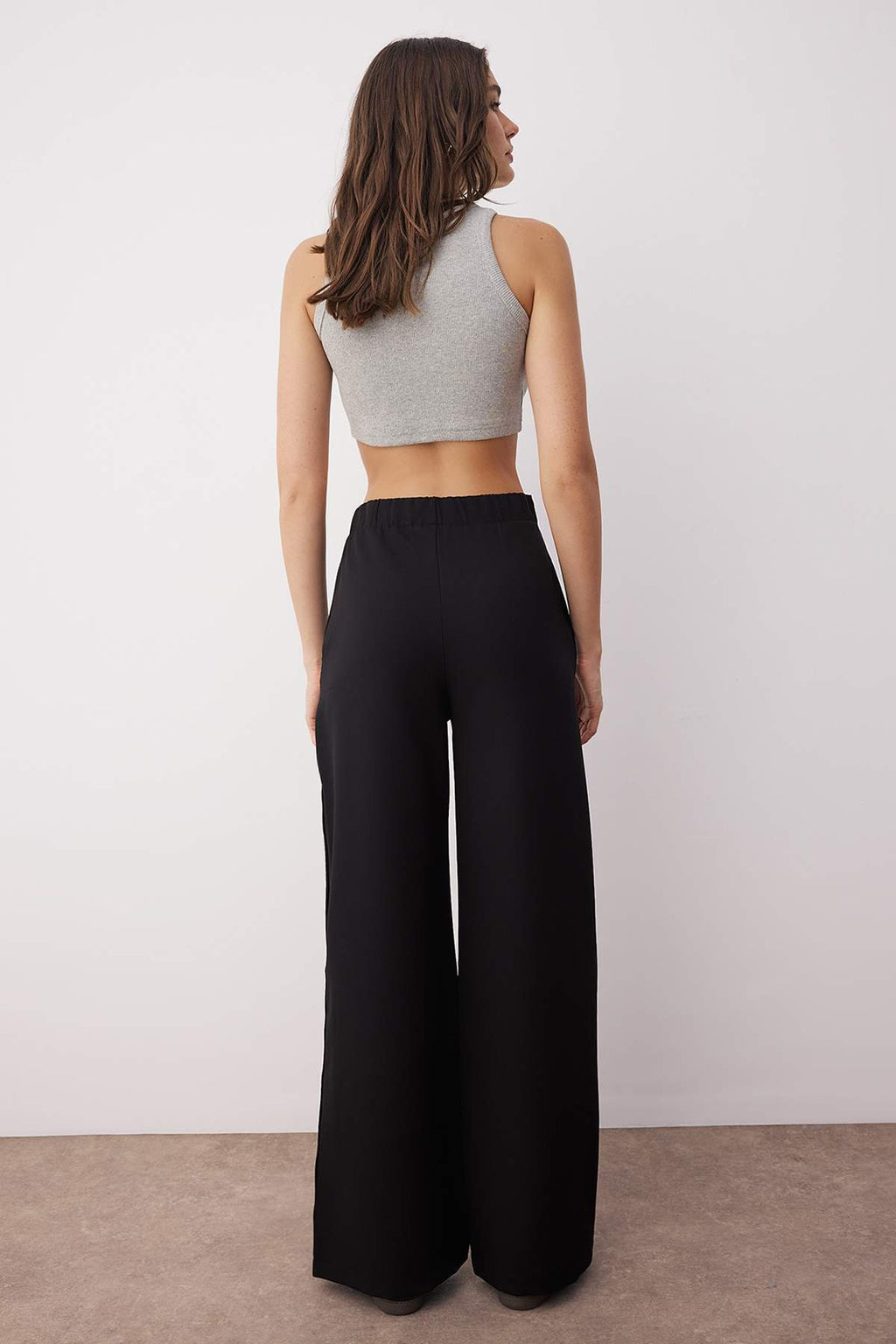 Trendyolmilla Taş Wide Leg/Geniş Paça Yanları Düğmeli Dokuma Kumaş Pantolon TWOSS20PL0398