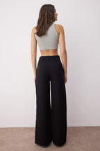Trendyolmilla Taş Wide Leg/Geniş Paça Yanları Düğmeli Dokuma Kumaş Pantolon TWOSS20PL0398