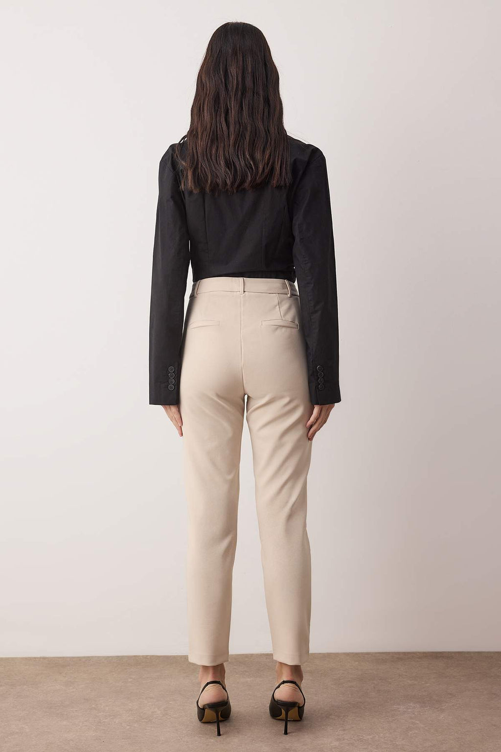 Trendyolmilla Lacivert Basic Cigarette Dar Paça Dokuma Kumaş Pantolon TWOSS19ST0038
