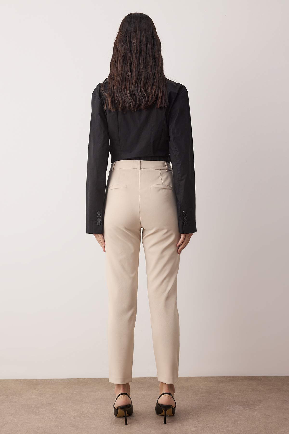 Trendyolmilla Lacivert Basic Cigarette Dar Paça Dokuma Kumaş Pantolon TWOSS19ST0038