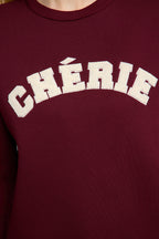 Trendyolmilla Bordo Kalın İçi Polarlı Oversize/Rahat Kesim Slogan Nakışlı Örme Sweatshirt TWOAW25SW00030