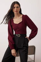 Trendyolmilla Haki Büzgü Detaylı Dokuma Bluz TWOAW23BZ00633 B