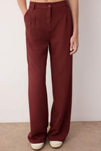 Trendyolmilla Bordo Pilili Wide Leg/Geniş Paça  Pantolon TWOAW25PL00109