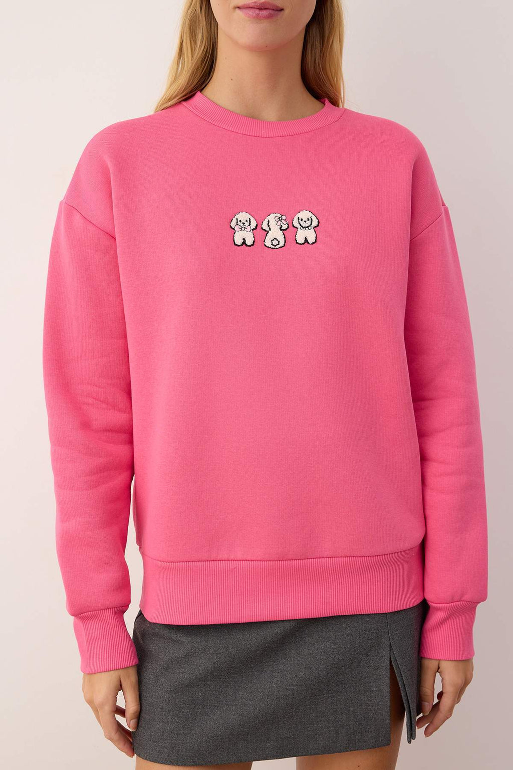 Trendyolmilla Siyah Animal Nakışlı Regular/Normal Kalıp Kalın İçi Polarlı Örme Sweatshirt TWOAW24SW00196