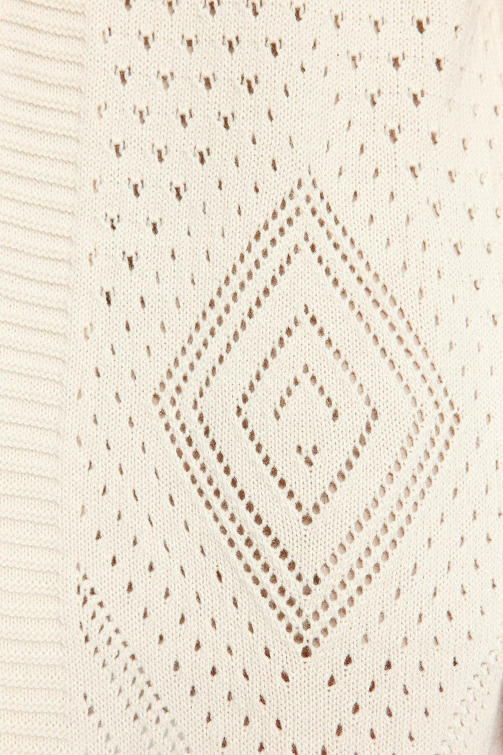 Taş Geniş Kalıp Midi Ajurlu/Delikli Triko Hırka TWOAW24HI00331