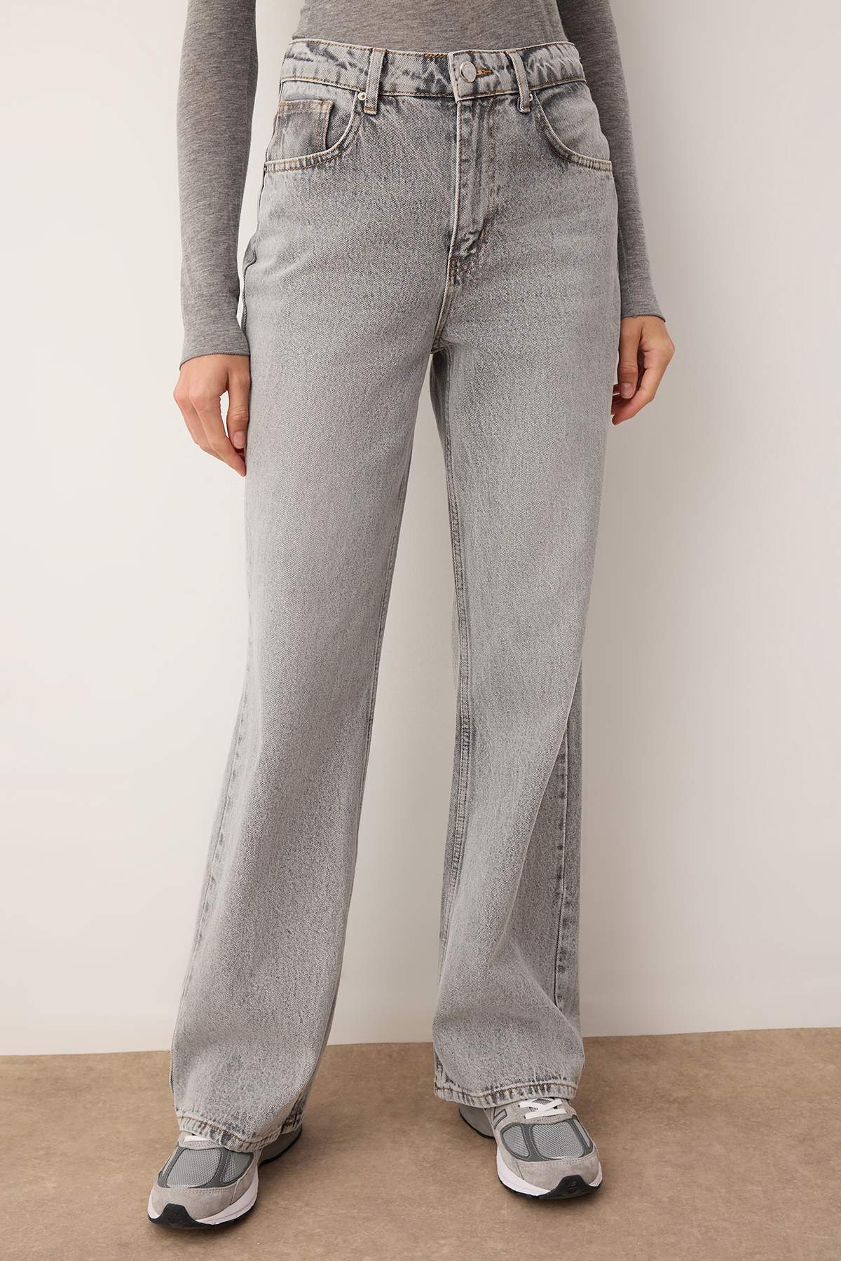 Trendyolmilla Gece Mavisi Yüksek Bel Wide Leg Jeans TWOSS25JE00172