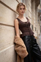 Trendyolmilla Siyah Astarsız Tül Dantel Şeritli Büzgü Detaylı Tül Party Bluz TPRSS25BZ00052