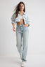 Açık Mavi Yüksek Bel Straight Düz Kesim %100 Pamuk Non-Stretch Jeans TWOSS25JE00084