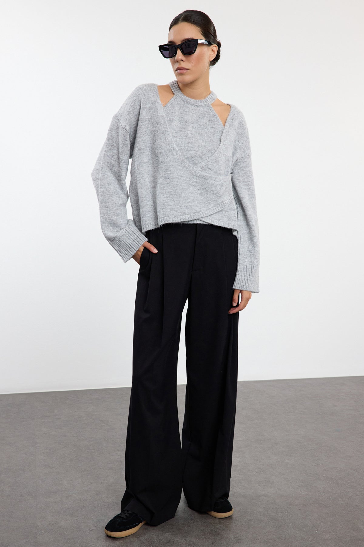 Açık Gri Yumuşak Dokulu Hırka-Bluz Triko Hırka TWOAW25HI00327 Secondary image