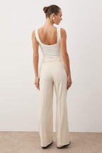 Trendyolmilla Gül Kurusu Wide Leg/Geniş Paça Yüksek Bel Dokuma Pantolon TWOSS23PL00314