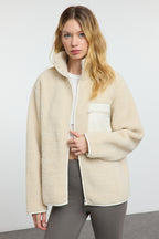 Trendyolmilla Winter Essentials Indigo Kalın Polar Fermuarlı Dik Yaka Cepli Örme Sweatshirt TWOAW24SW00071