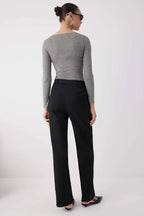 Trendyolmilla Wardrobe Essentials Siyah Bağcıklı Kışlık Tuşeli Rahat Kumaş Geniş Paça Pantolon | TWOAW26PL00012