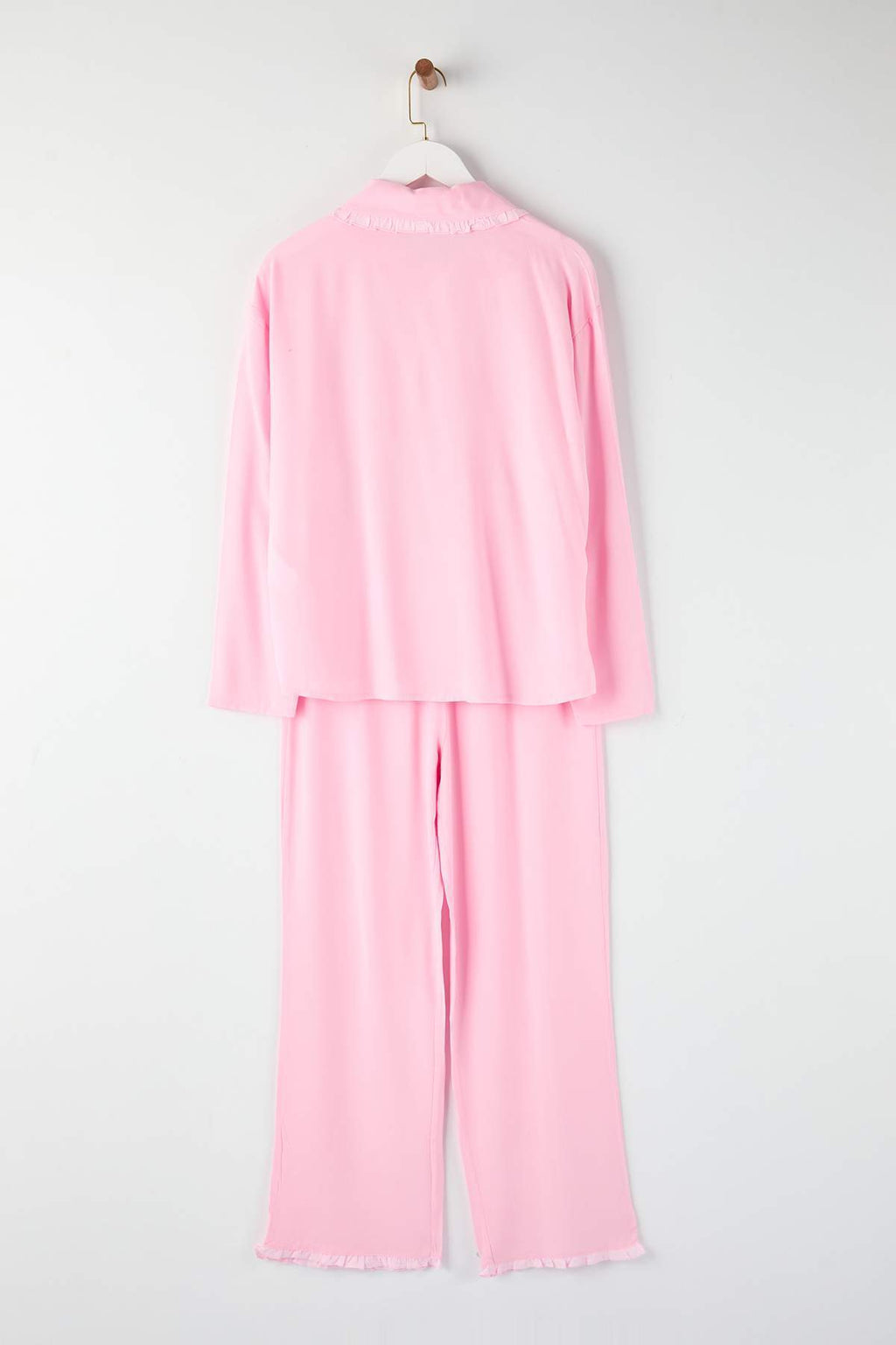 Trendyolmilla Mürdüm Fırfırlı Cep Detaylı Viskon Dokuma Pijama Takımı THMAW25PT00146