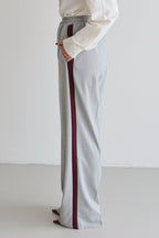 Trendyolmilla Siyah Bordo Çizgili Beli Lastikli Wideleg/Geniş Paça  Dokuma Pantolon TWOAW26PL00174