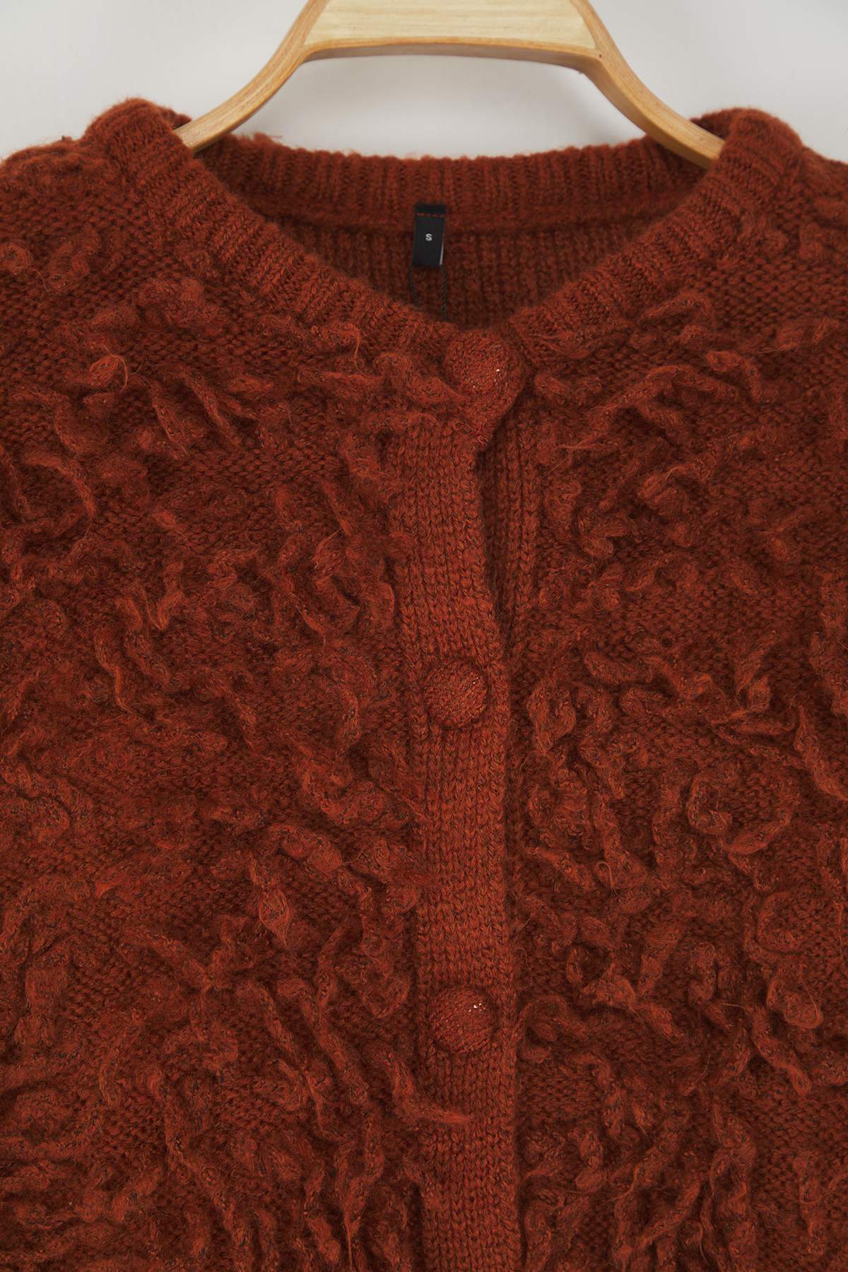 Trendyolmilla Taba Yumuşak Dokulu Püsküllü Mont Triko Hırka TWOAW25HI00190