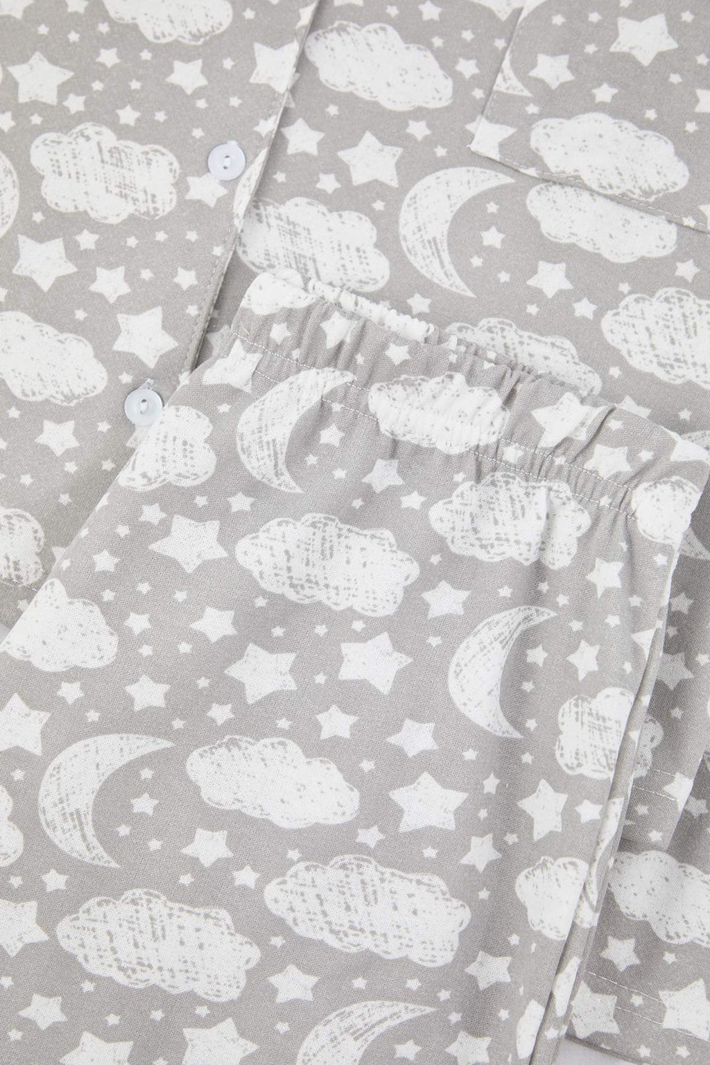 Trendyolmilla Gri Pamuklu Bulutlu Cep Detaylı Örme Pijama Takımı THMAW25PT00227