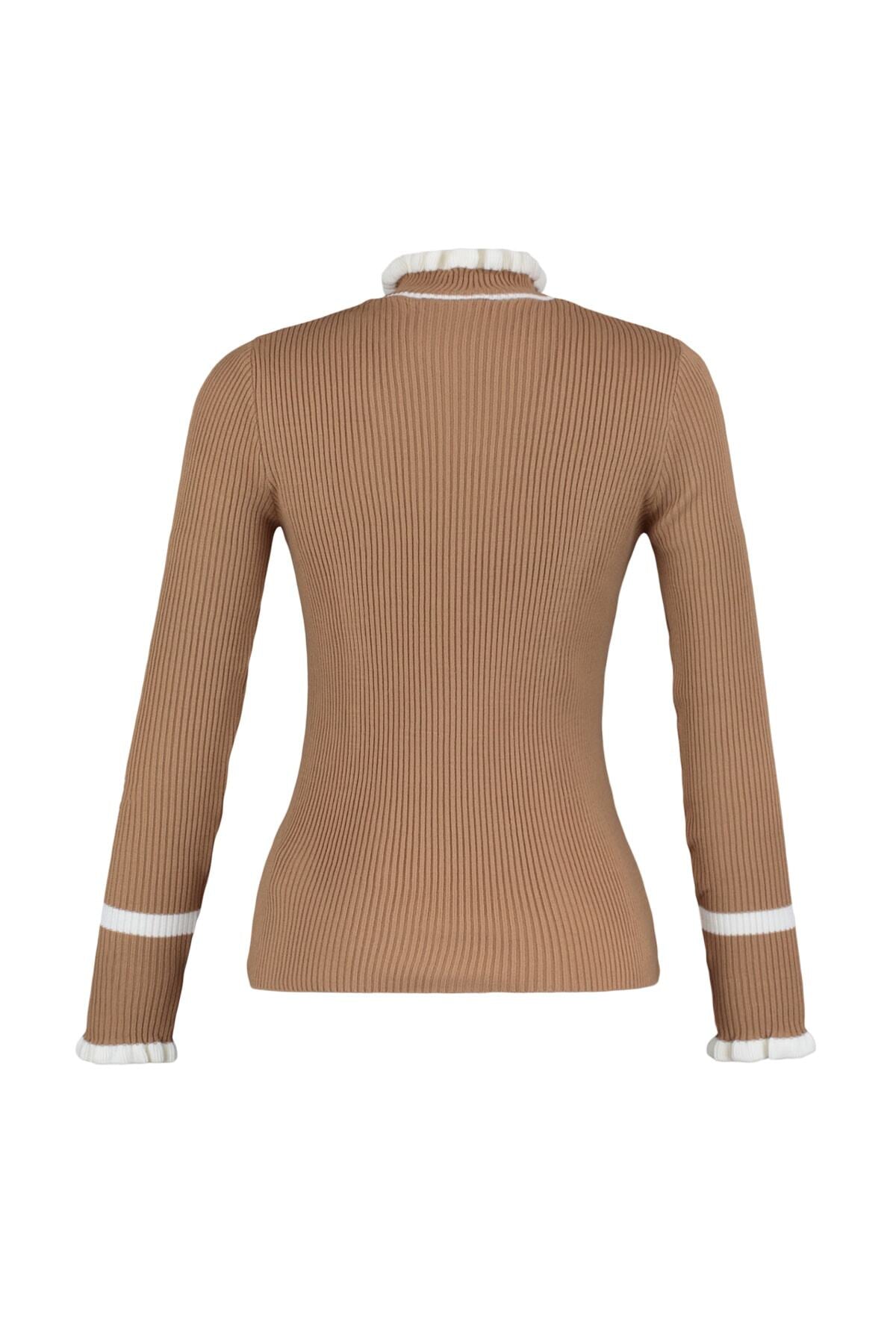 Trendyolmilla Camel Renk Bloklu Triko Kazak TWOAW22KZ1250