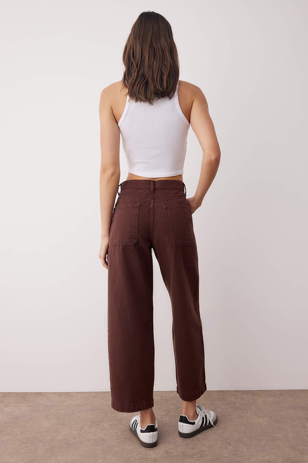 Kahverengi Yüksek Bel Cep Detaylı Loose Baggy Jeans TWOAW26JE00123